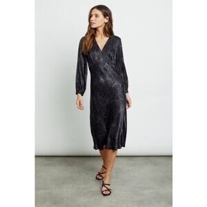 Rails Shiloh Snakeskin Print Midi Dress Cool Girl‎ Minimalist Chic Luxe Size S